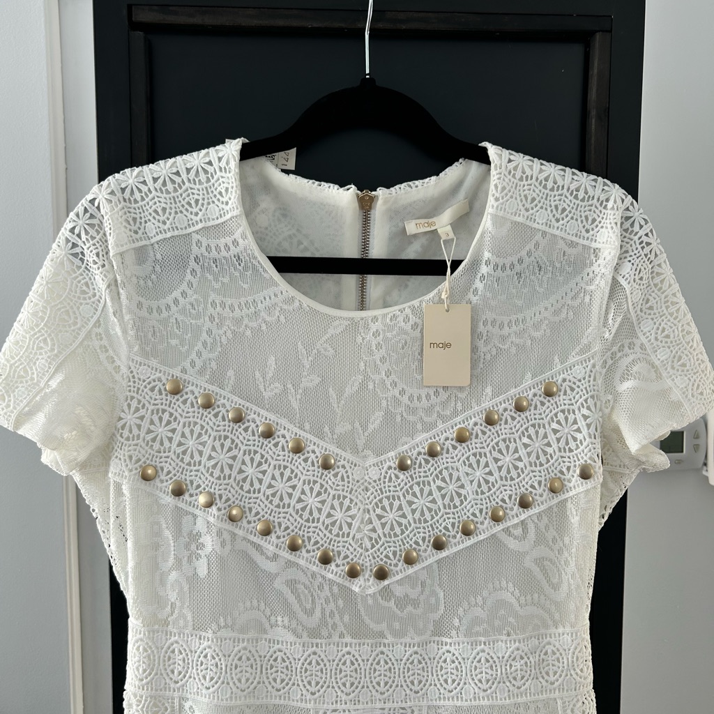 Maje White Lace Dress Size 3 New With Tags